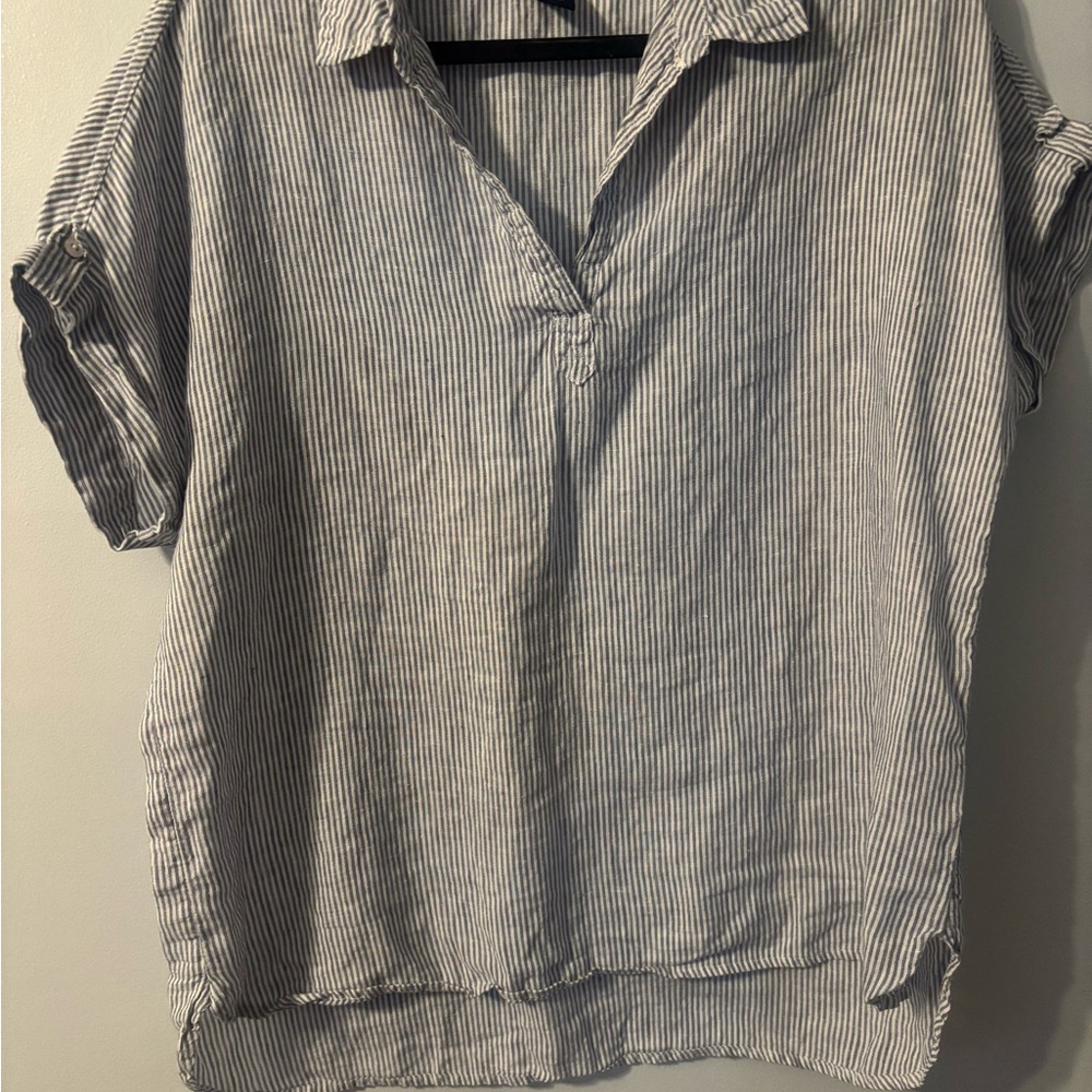 RACHEL Rachel Roy Blue linen Striped Shirt